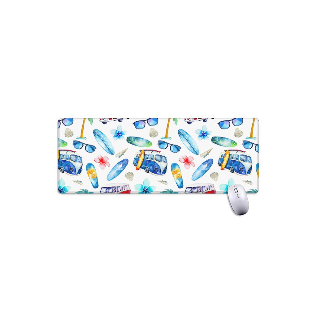 Watercolor Surfing Pattern Print Extended Mouse Pad