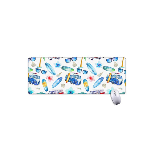 Watercolor Surfing Pattern Print Extended Mouse Pad