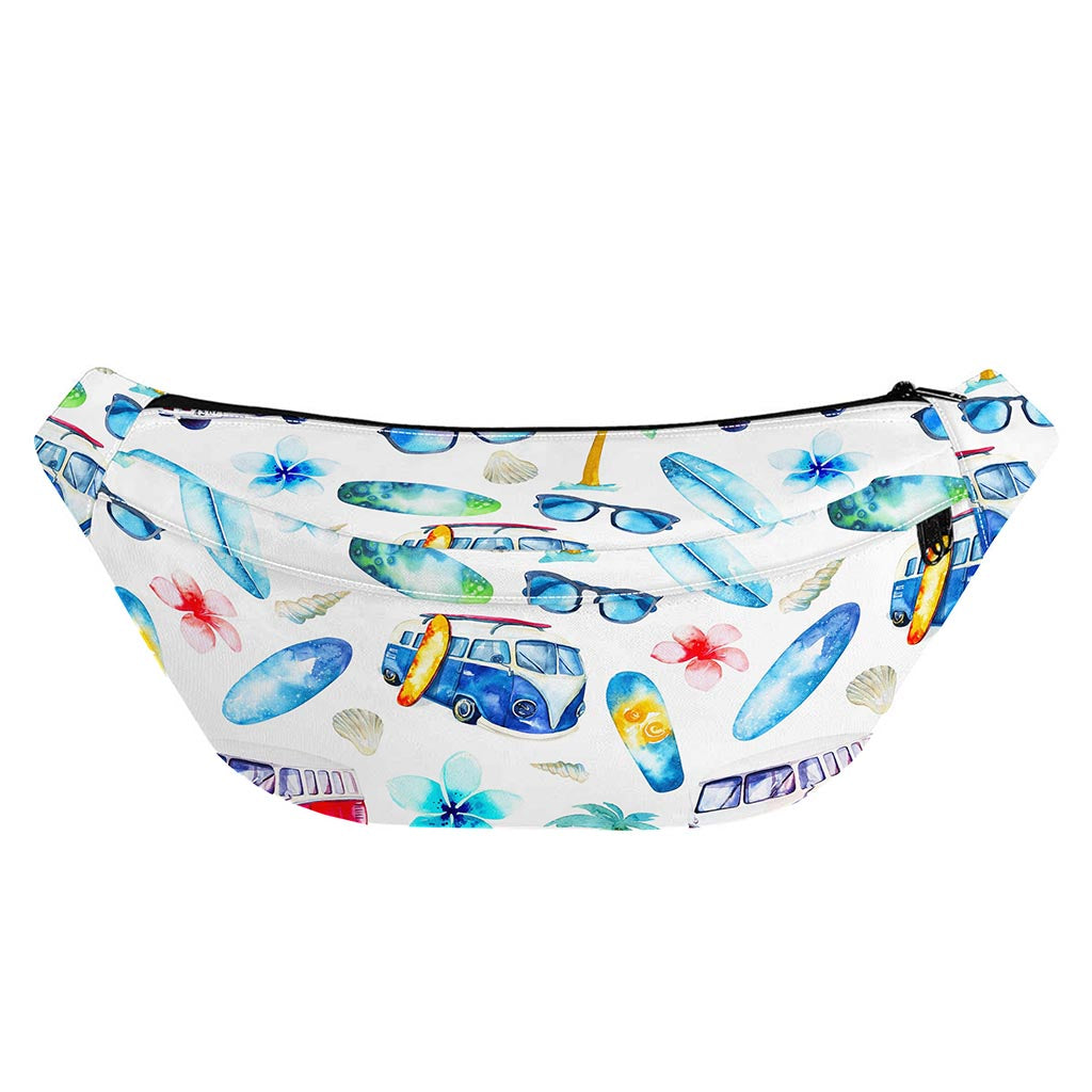 Watercolor Surfing Pattern Print Fanny Pack