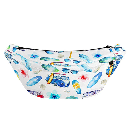 Watercolor Surfing Pattern Print Fanny Pack