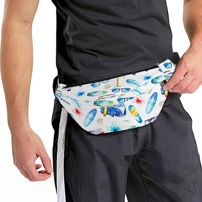 Watercolor Surfing Pattern Print Fanny Pack