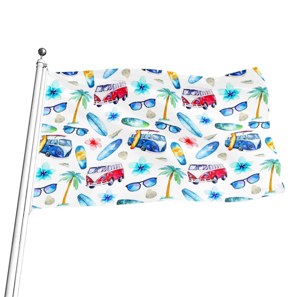 Watercolor Surfing Pattern Print Flag