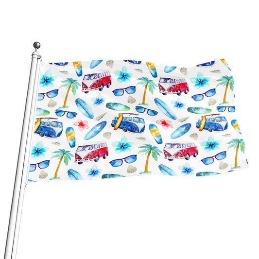 Watercolor Surfing Pattern Print Flag