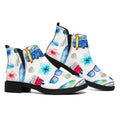 Watercolor Surfing Pattern Print Flat Ankle Boots