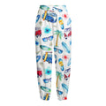 Watercolor Surfing Pattern Print Fleece Lined Knit Pants