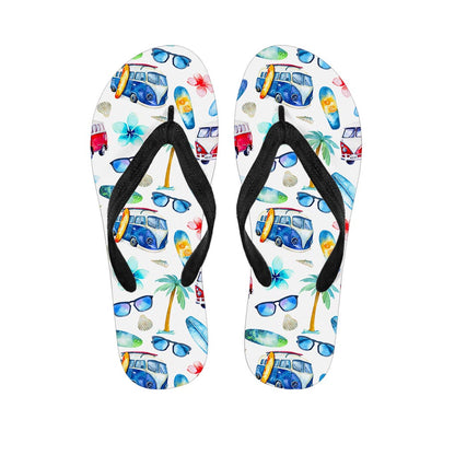 Watercolor Surfing Pattern Print Flip Flops