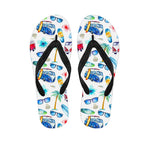 Watercolor Surfing Pattern Print Flip Flops