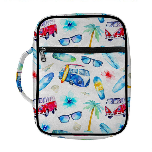 Watercolor Surfing Pattern Print Front Pocket Bible Bag