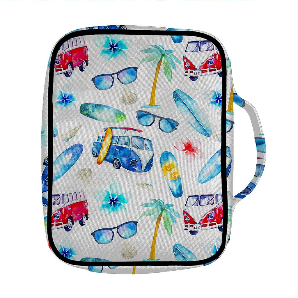 Watercolor Surfing Pattern Print Front Pocket Bible Bag