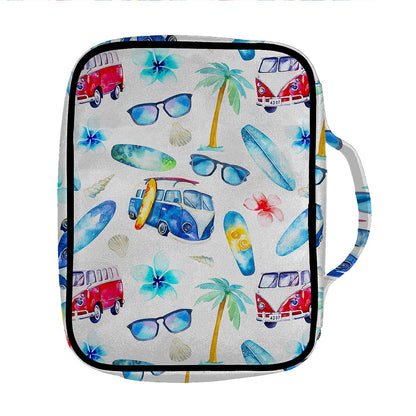 Watercolor Surfing Pattern Print Front Pocket Bible Bag