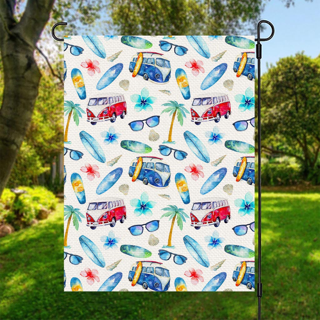 Watercolor Surfing Pattern Print Garden Flag