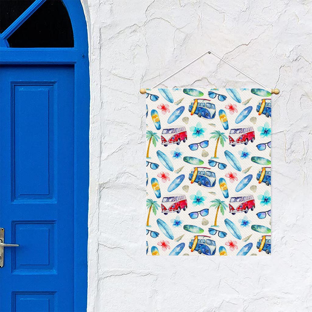 Watercolor Surfing Pattern Print Garden Flag