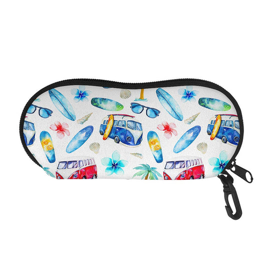 Watercolor Surfing Pattern Print Glasses Case