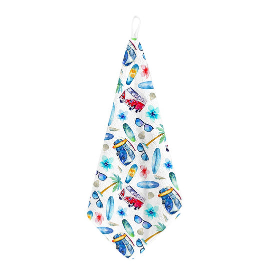 Watercolor Surfing Pattern Print Hand Towel