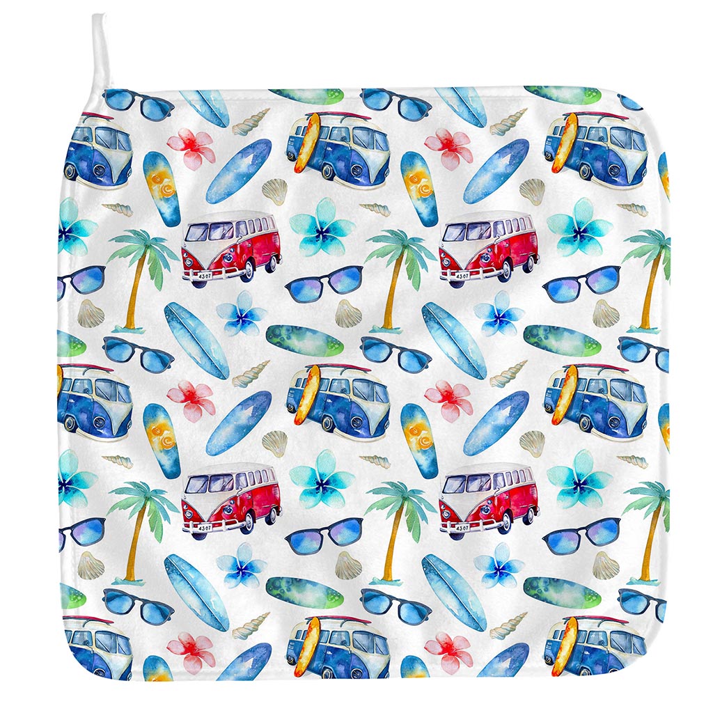 Watercolor Surfing Pattern Print Hand Towel