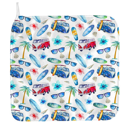 Watercolor Surfing Pattern Print Hand Towel