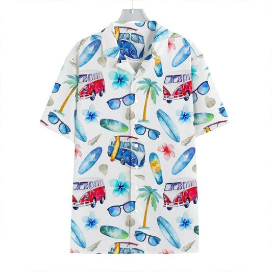 Watercolor Surfing Pattern Print Hawaiian Shirt