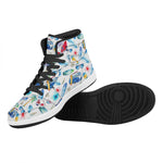 Watercolor Surfing Pattern Print High Top Leather Sneakers