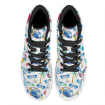 Watercolor Surfing Pattern Print High Top Leather Sneakers