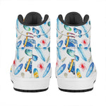 Watercolor Surfing Pattern Print High Top Leather Sneakers