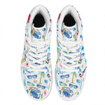 Watercolor Surfing Pattern Print High Top Leather Sneakers