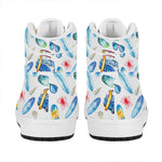 Watercolor Surfing Pattern Print High Top Leather Sneakers