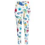 Watercolor Surfing Pattern Print High-Waisted Pocket Leggings