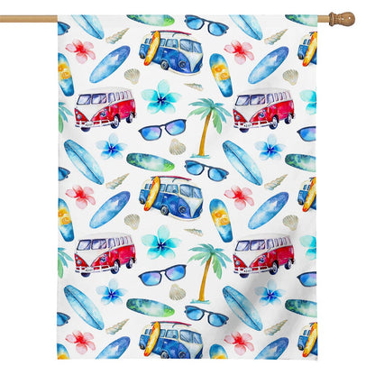 Watercolor Surfing Pattern Print House Flag