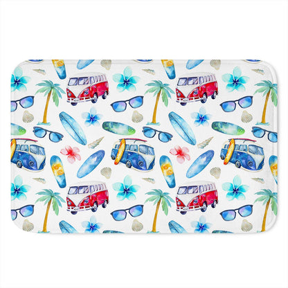 Watercolor Surfing Pattern Print Indoor Door Mat