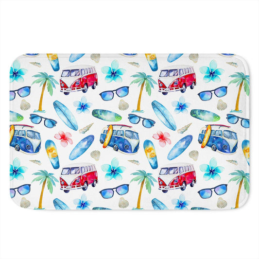Watercolor Surfing Pattern Print Indoor Door Mat