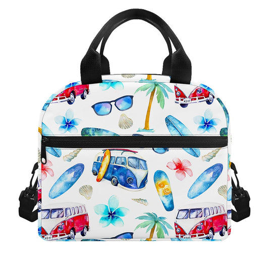 Watercolor Surfing Pattern Print Insulated Lunch Bag