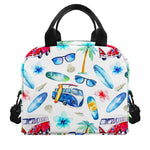 Watercolor Surfing Pattern Print Insulated Lunch Bag