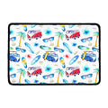 Watercolor Surfing Pattern Print Kitchen Mat