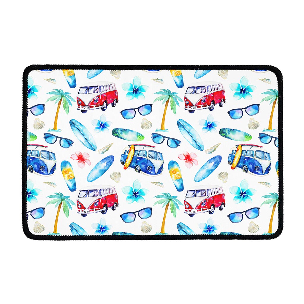 Watercolor Surfing Pattern Print Kitchen Mat