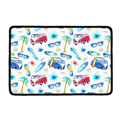 Watercolor Surfing Pattern Print Kitchen Mat