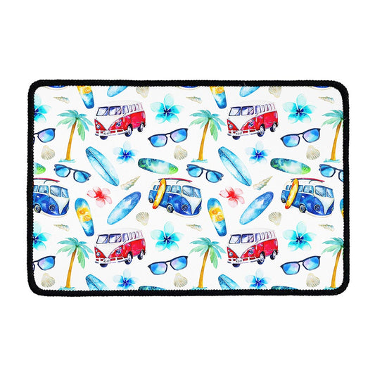 Watercolor Surfing Pattern Print Kitchen Mat