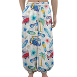 Watercolor Surfing Pattern Print Lantern Pants