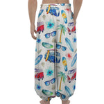 Watercolor Surfing Pattern Print Lantern Pants