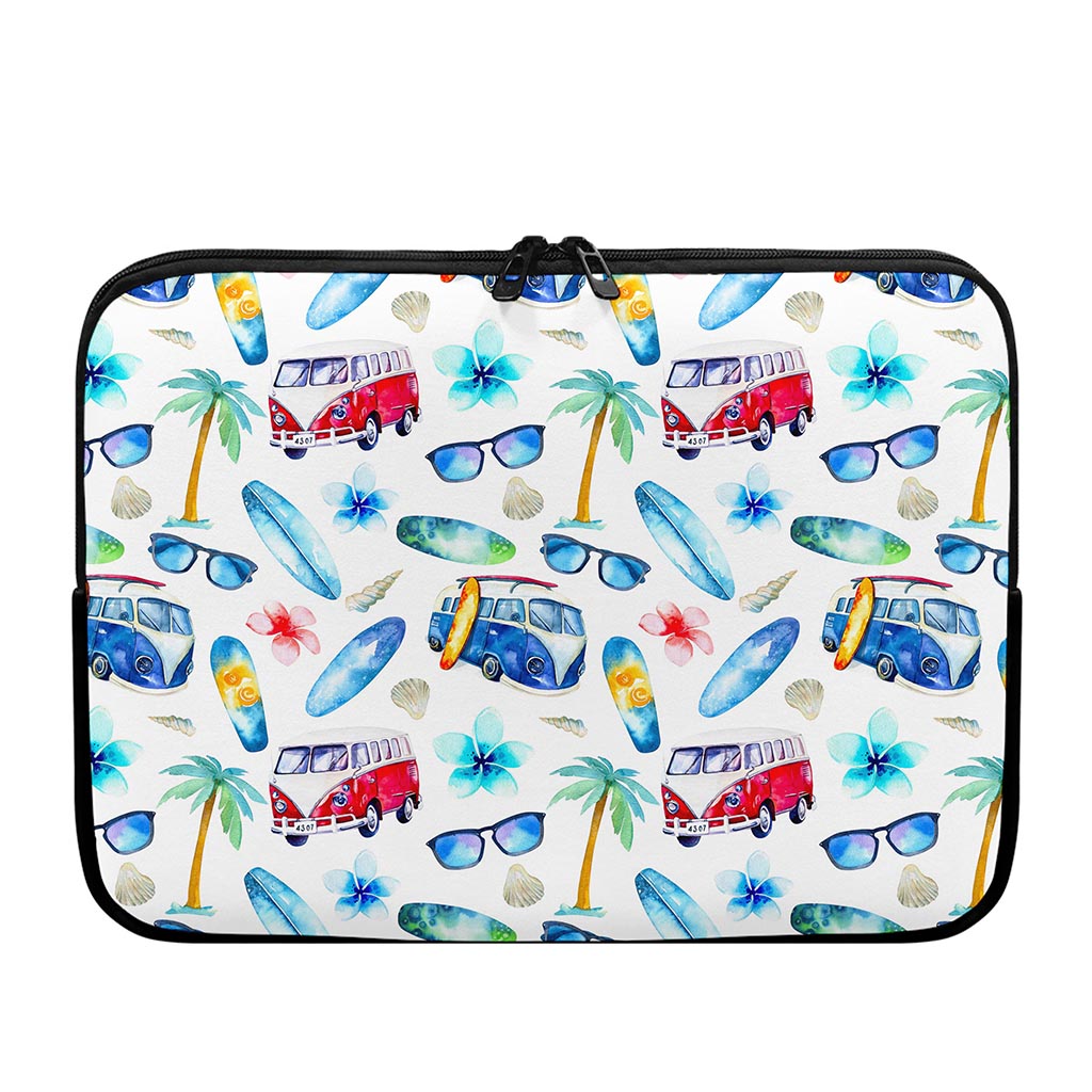 Watercolor Surfing Pattern Print Laptop Sleeve
