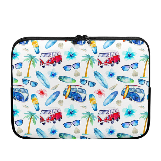 Watercolor Surfing Pattern Print Laptop Sleeve