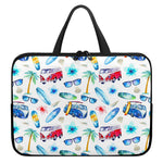 Watercolor Surfing Pattern Print Laptop Sleeve With Handle
