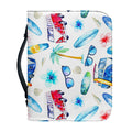 Watercolor Surfing Pattern Print Leather Bible Cover