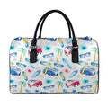 Watercolor Surfing Pattern Print Leather Duffel Bag