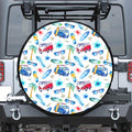 Watercolor Surfing Pattern Print Leather Spare Tire Cover