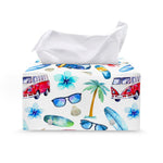 Watercolor Surfing Pattern Print Leather Tissue Box Cover