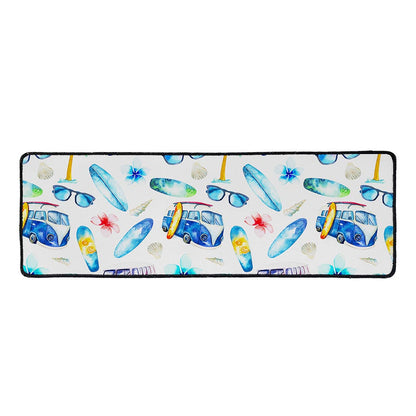 Watercolor Surfing Pattern Print Long Kitchen Mat