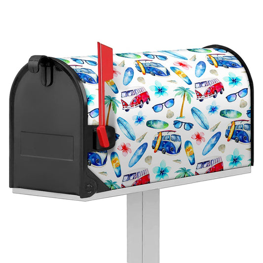 Watercolor Surfing Pattern Print Mailbox Cover