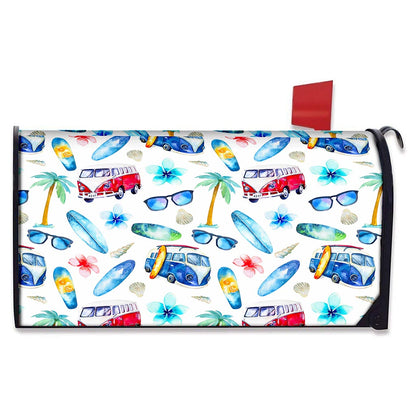 Watercolor Surfing Pattern Print Mailbox Cover