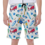 Watercolor Surfing Pattern Print Men's Beach Shorts
