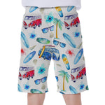 Watercolor Surfing Pattern Print Men's Beach Shorts